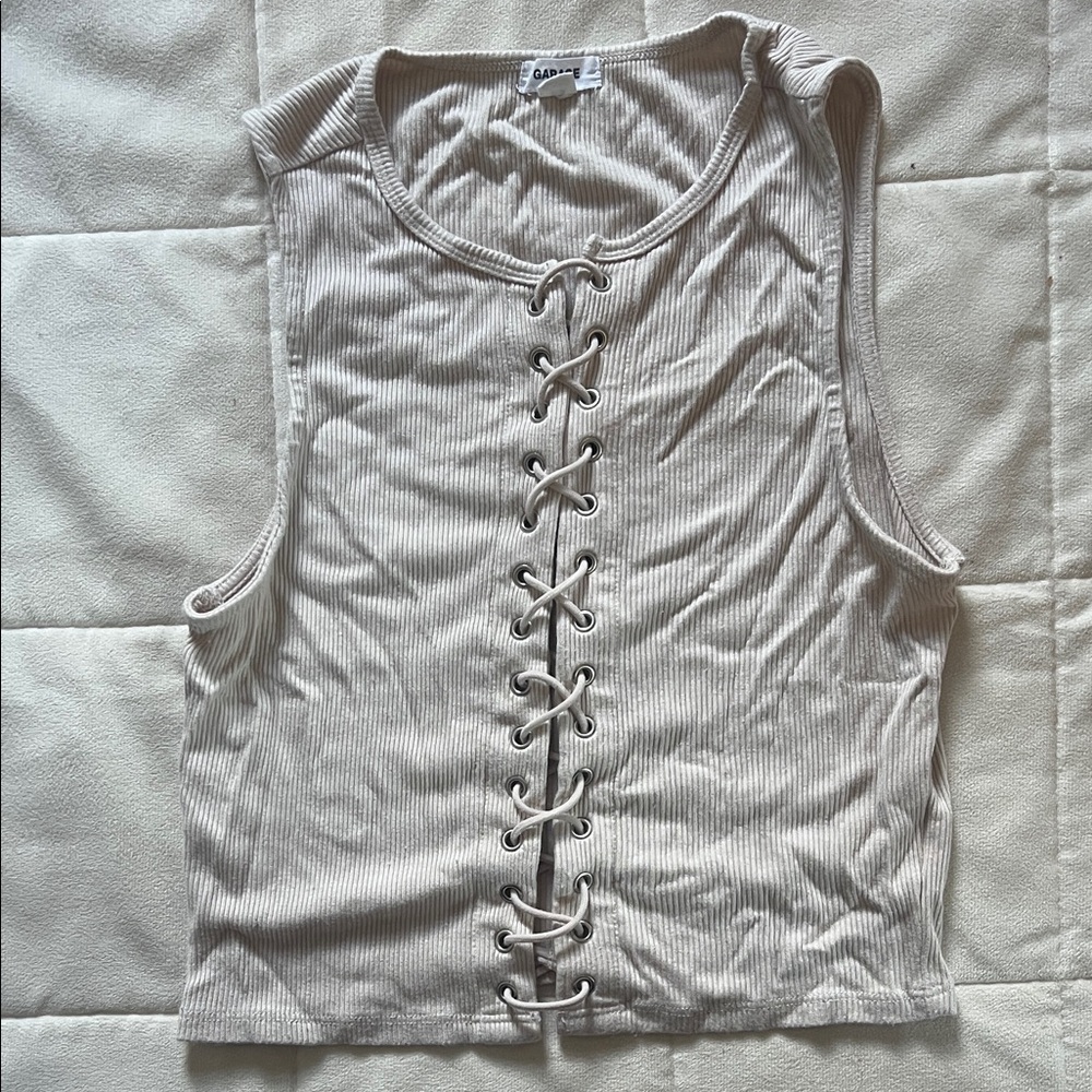 Laced Ribbed Tank Top